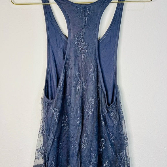 Active Basic Women's Gray Lace Racerback Tank Top Small Flowy Boho Chic - Picture 8 of 15